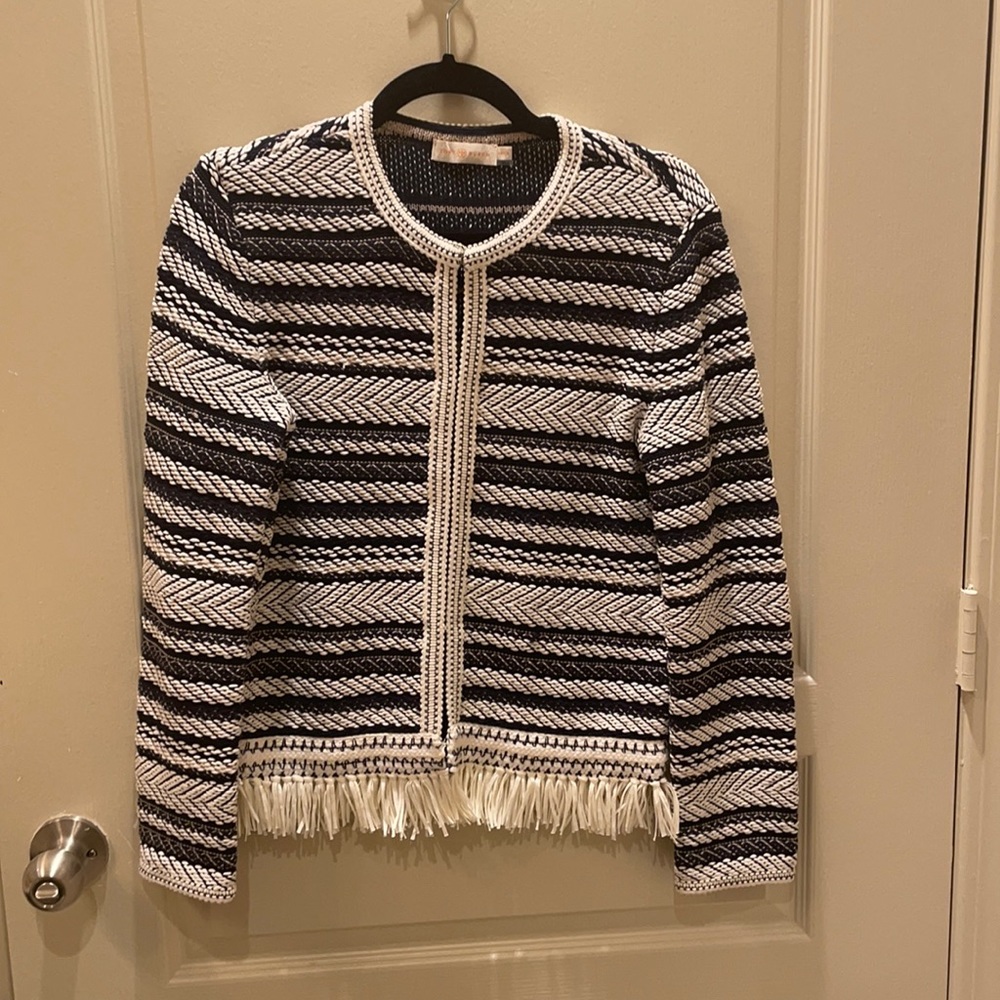 Tory Burch Raffia trim jacket, XS